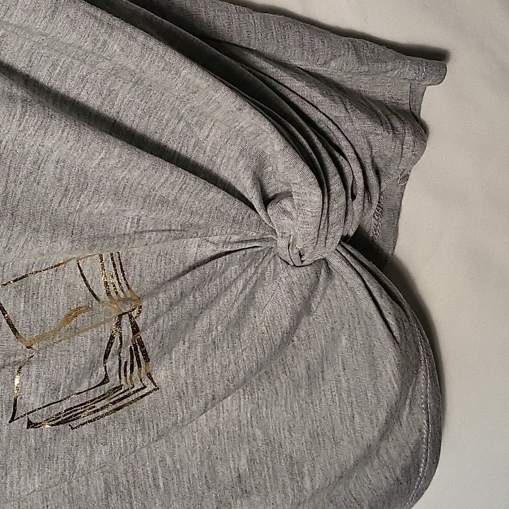 Disney Parks T-Shirt "Beauty and Brains" M Last One Brushed Gray & Yellow & Foil - Picture 4 of 7